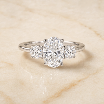 The Anita Classic Three Stone Oval Engagement Ring Setting in 18K White Gold