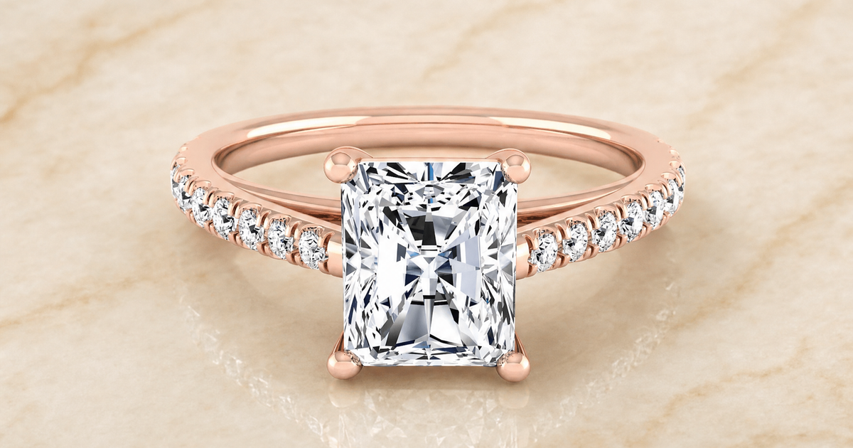 Donna Cathedral Radiant 14K Rose Gold Engagement Ring | RockHer