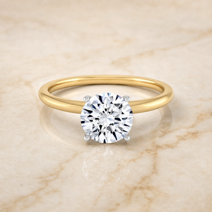 The Joni Hidden Halo Solitaire Round Engagement Ring Setting in 18K Yellow Gold