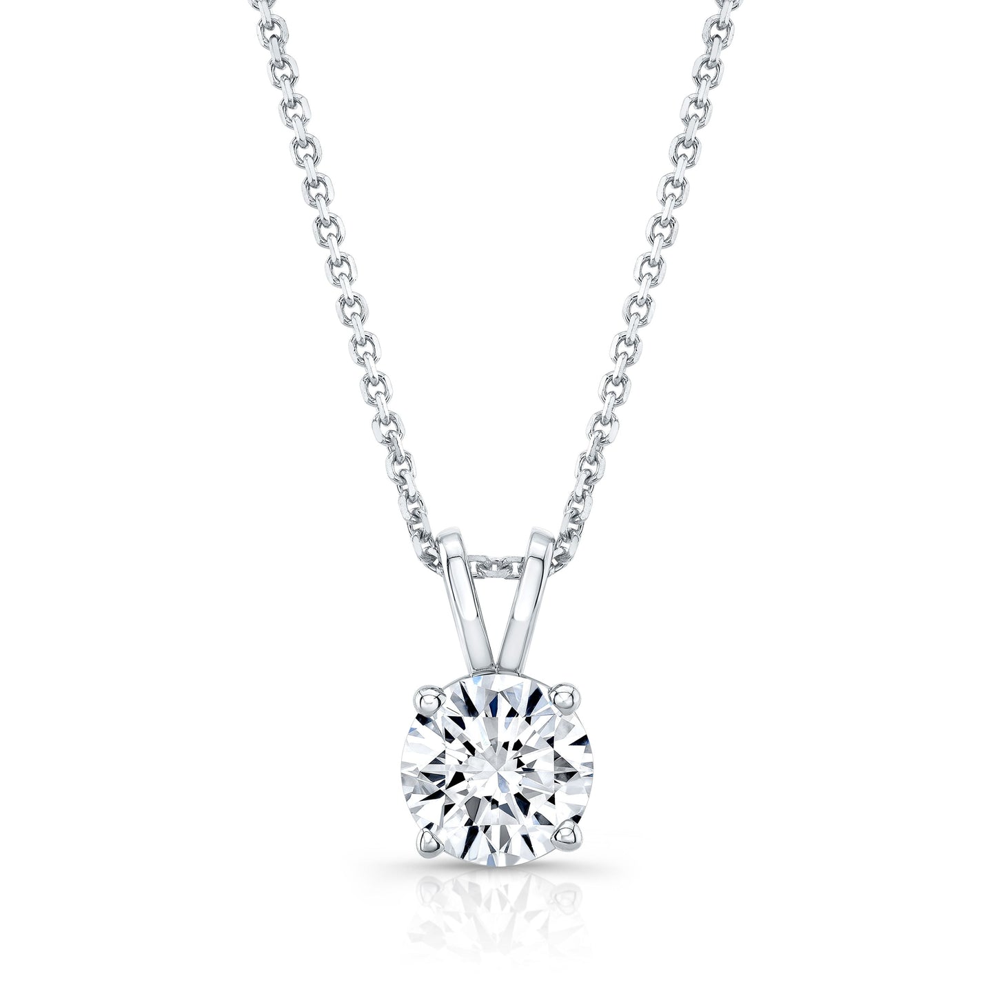 Natural Diamond Round Brilliant Solitaire Pendant 3 ct t.w. in White Gold