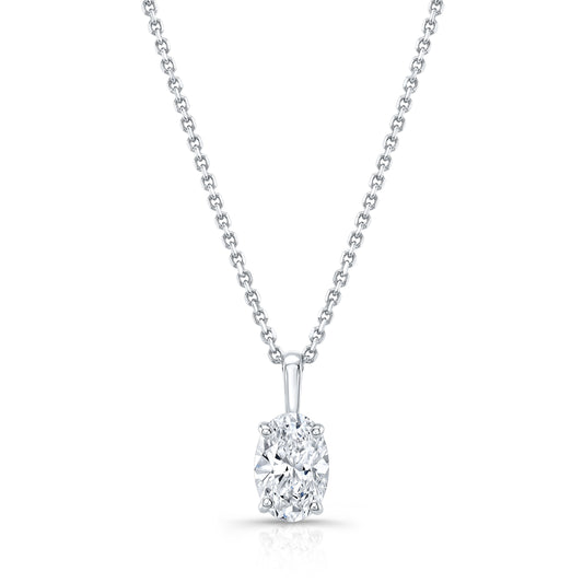 Lab Grown Oval Solitaire Diamond Pendant, 1/2 ct. | Platinum | Fleur De Lis