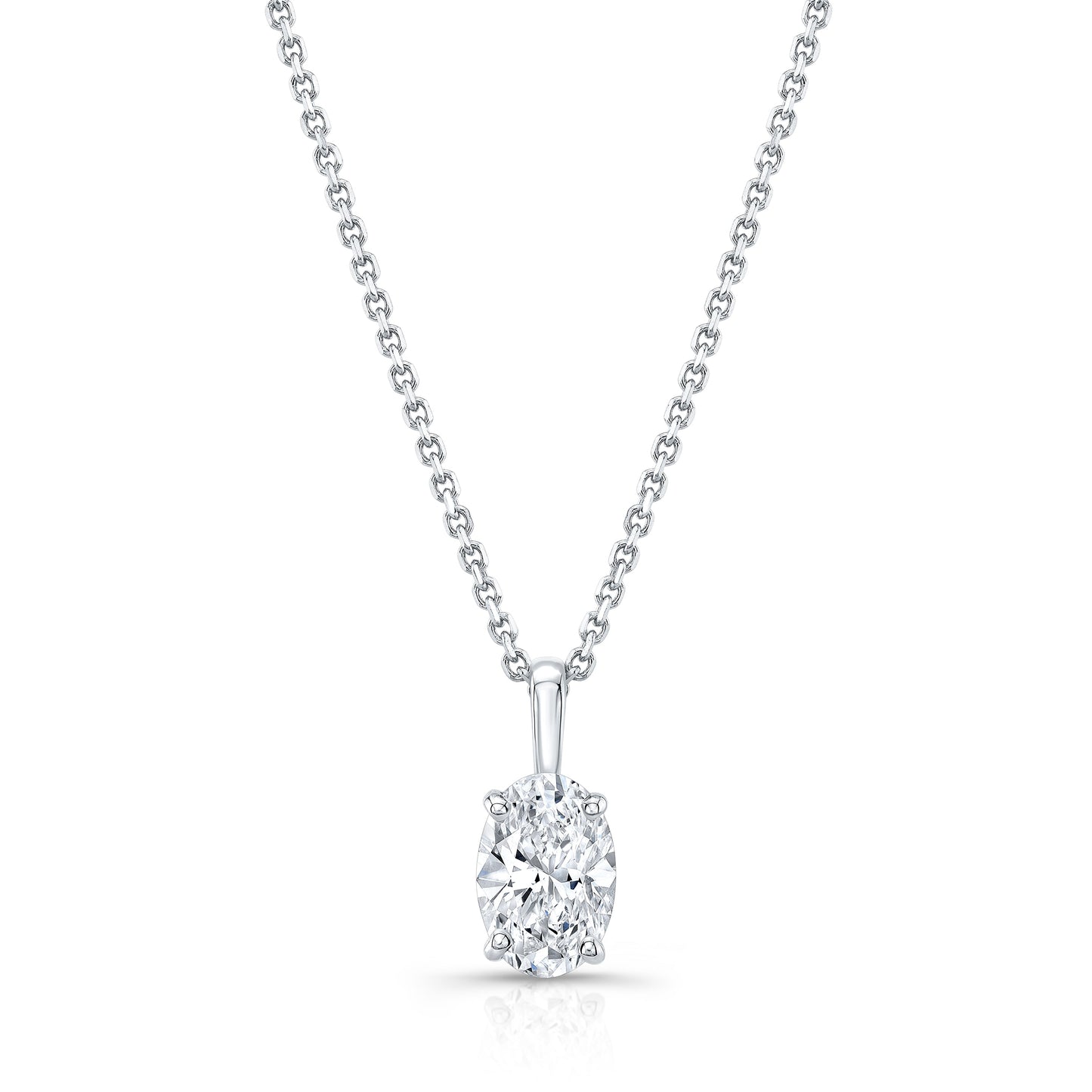 Lab Grown Diamond Oval Solitaire Pendant 3 ct t.w. in White Gold