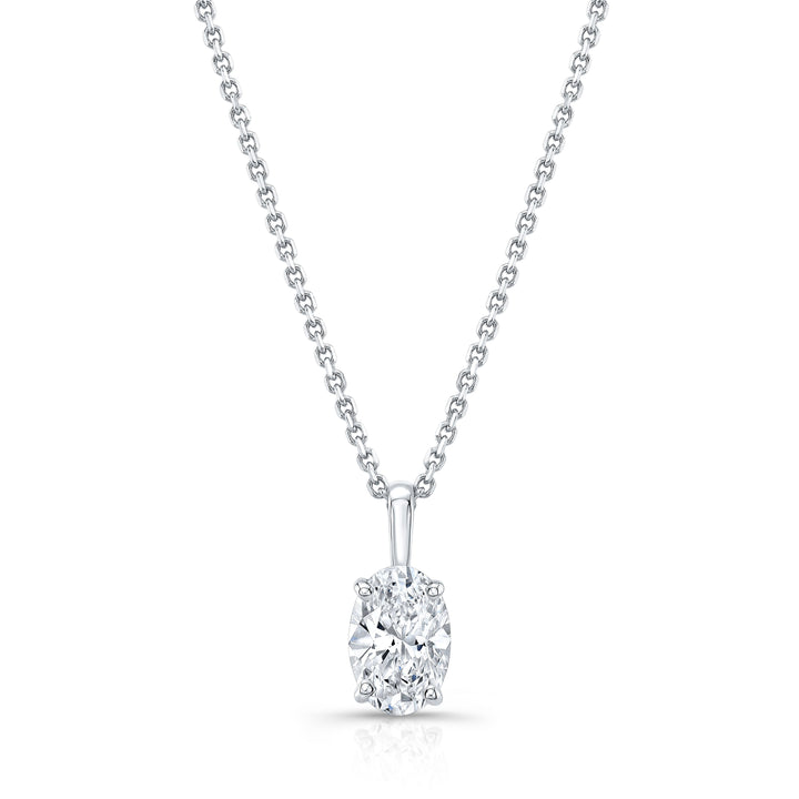 Lab Grown Diamond Oval Solitaire Pendant 3 ct t.w. in White Gold