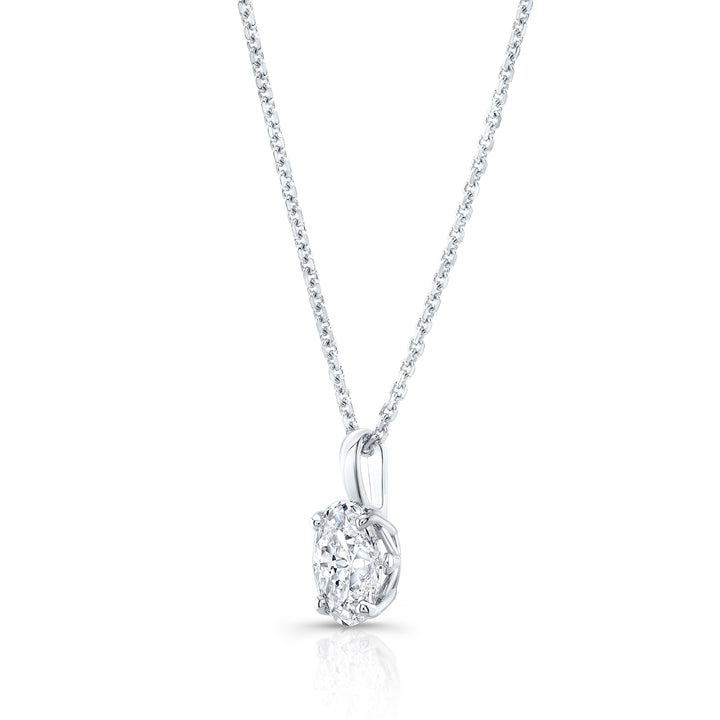 Lab Grown Diamond Oval Solitaire Pendant 4 ct t.w. in White Gold