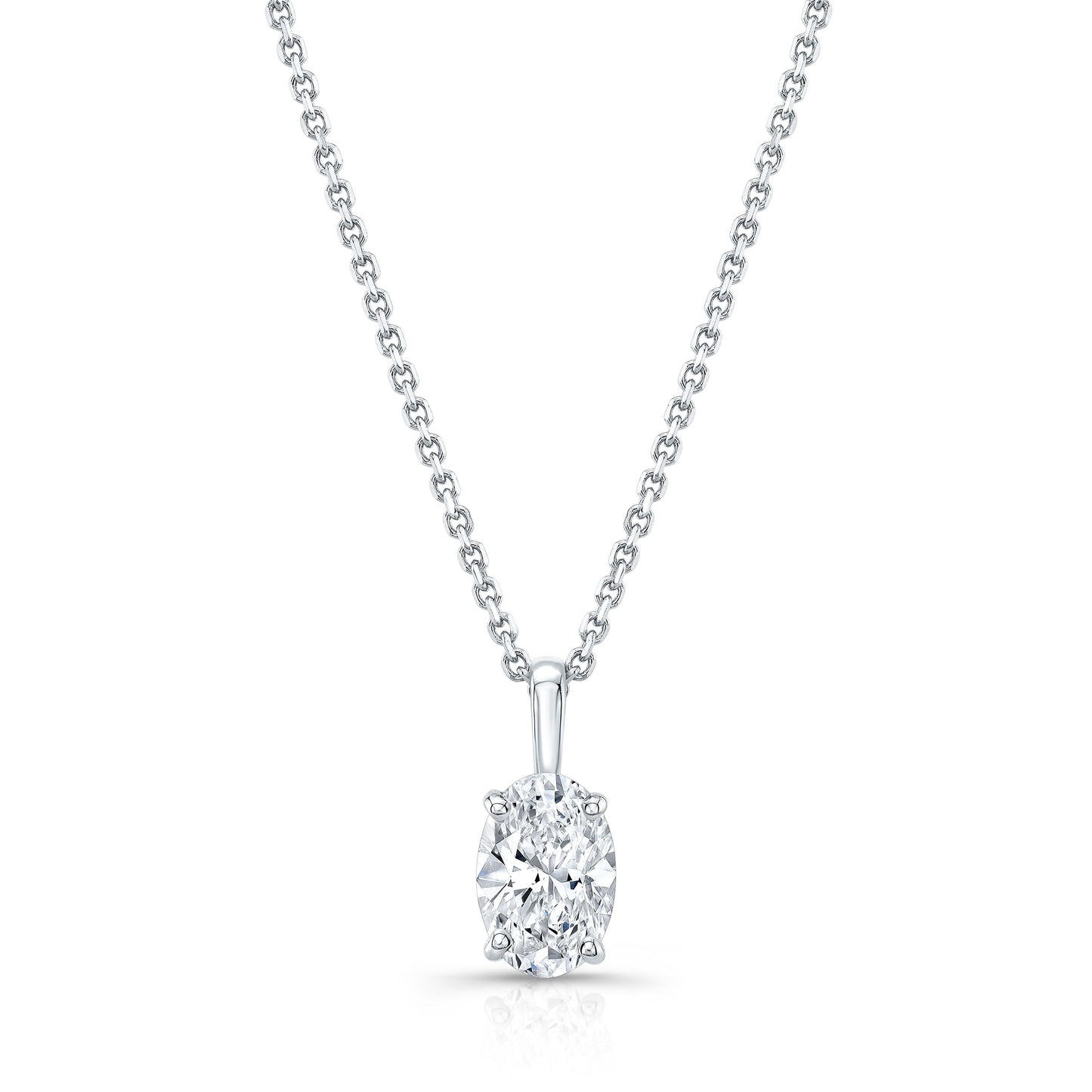 Natural Diamond Oval Solitaire Pendant 2 ct t.w. in White Gold