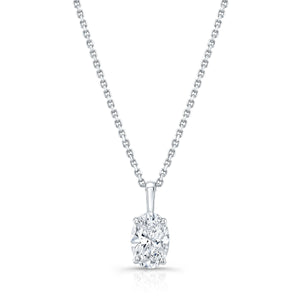 Lab Grown Diamond Oval Solitaire Pendant 3 ct t.w. in White Gold