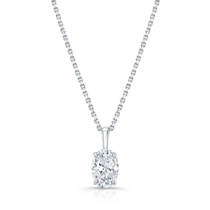 Lab Grown Diamond Oval Solitaire Pendant 3 ct t.w. in White Gold