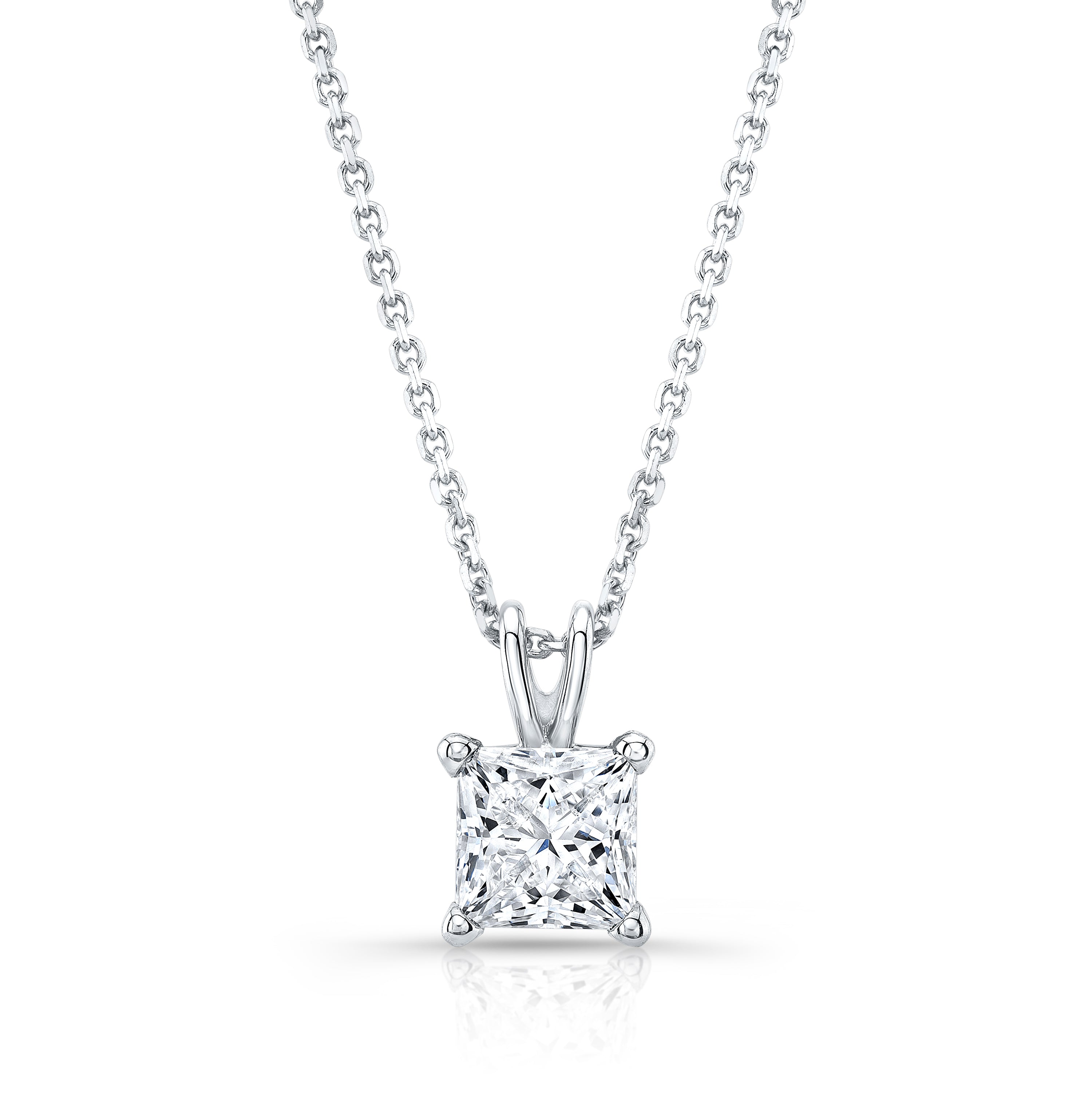 Natural Diamond Princess Cut Solitaire Pendant in Platinum, 2 ct. t.w.