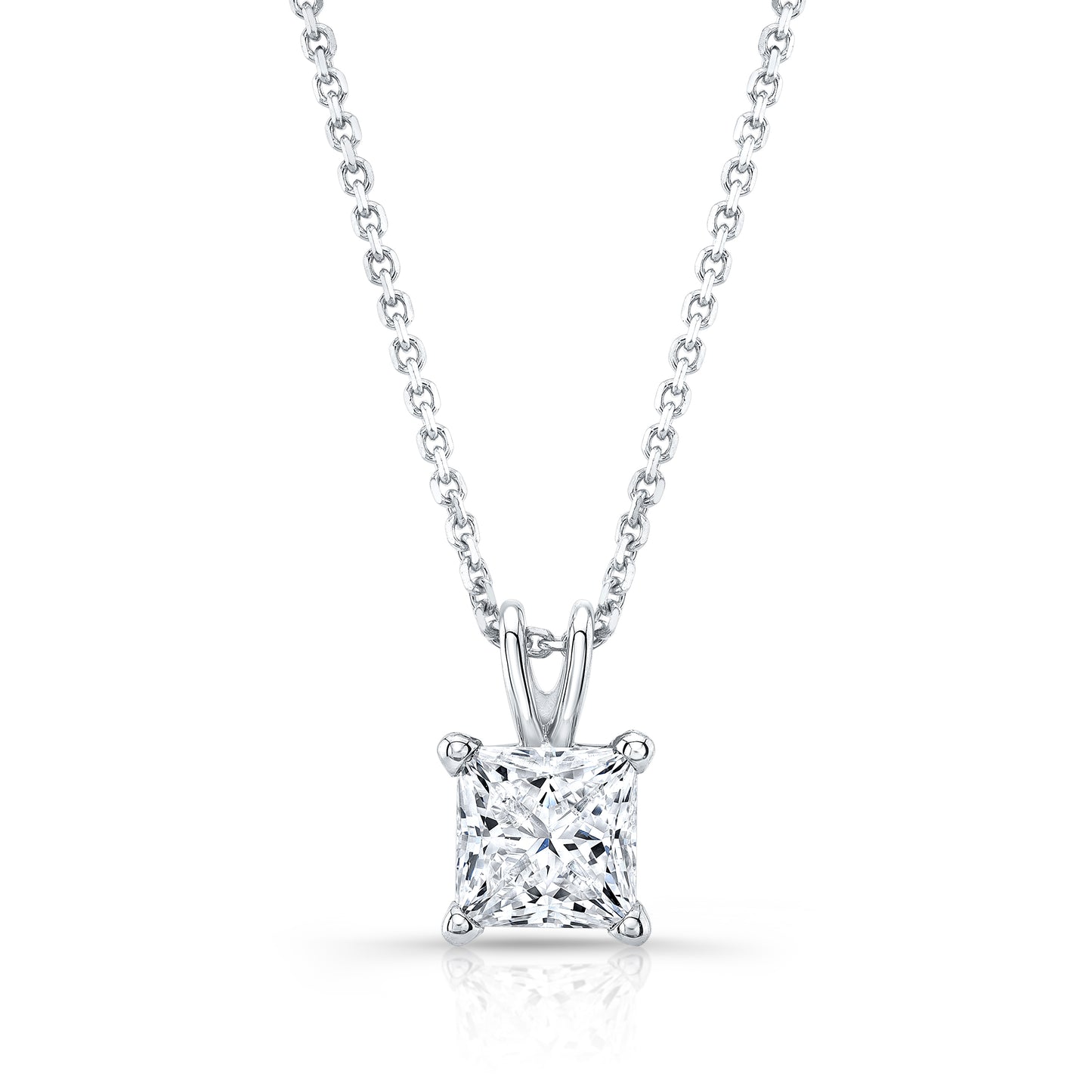 Natural Diamond Princess Cut Solitaire Pendant in Platinum, 2 ct. t.w.