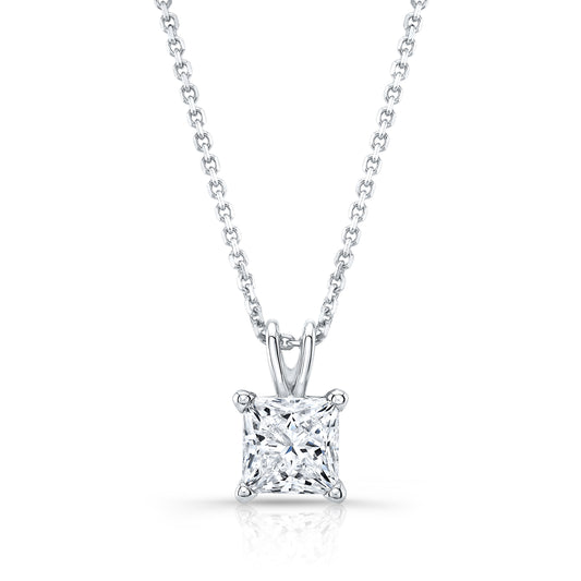 Lab Grown Princess Solitaire Diamond Pendant, 1-1/2 ct. | Platinum | 4-Prong