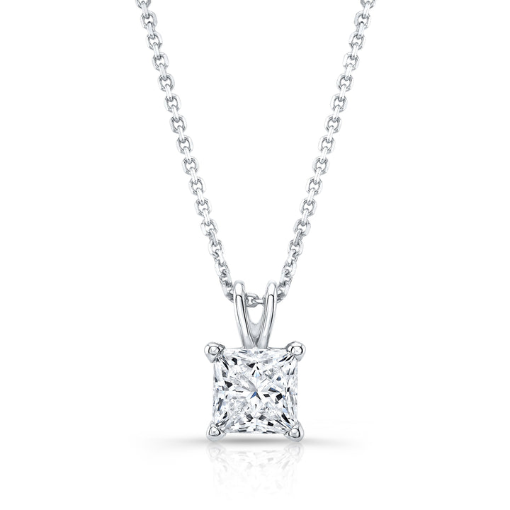 Natural Diamond Princess Solitaire Pendant 4 ct t.w. in White Gold