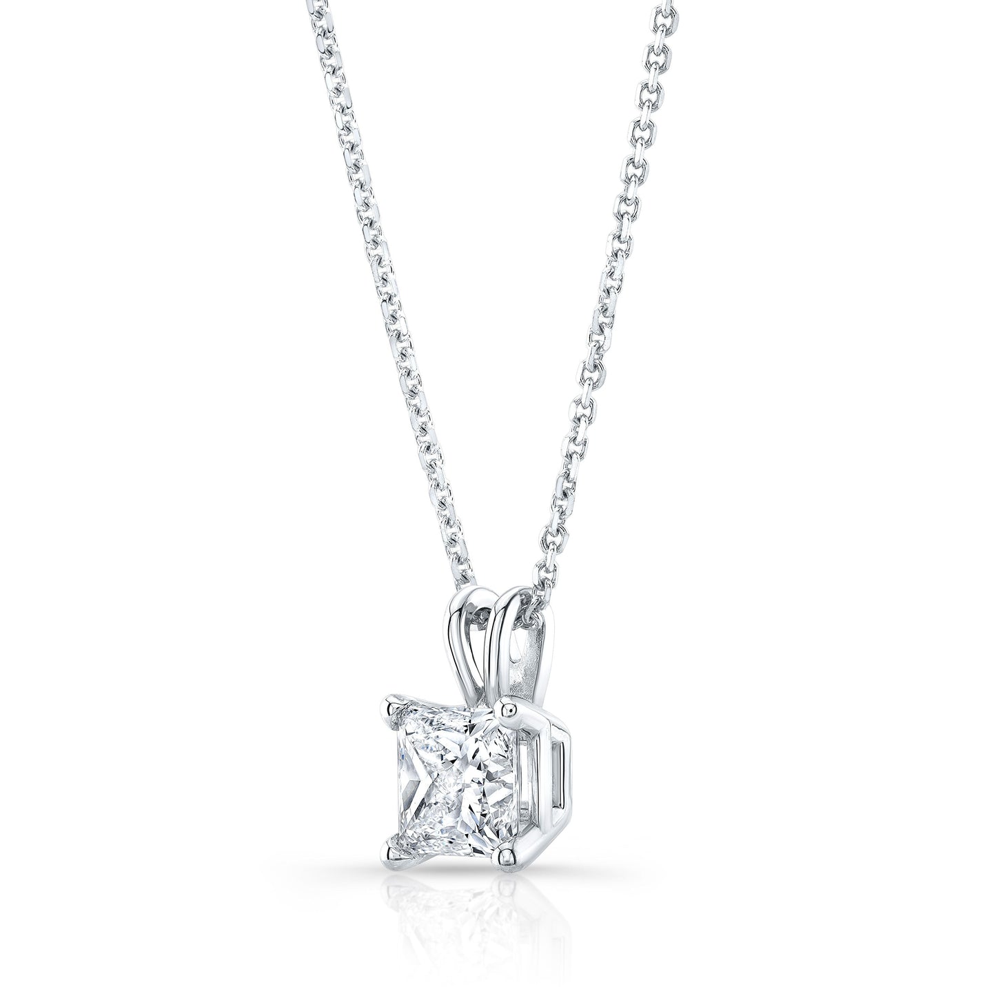 Lab Grown Diamond Princess Solitaire Pendant 2 ct t.w. in White Gold