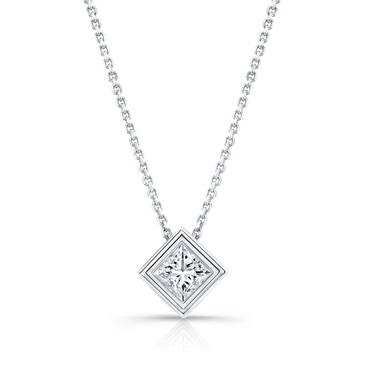 Natural Diamond Princess Cut Solitaire Pendant in Platinum, 4 ct. t.w.