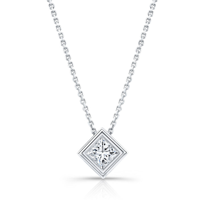 Natural Diamond Princess Solitaire Pendant 1/2 ct t.w. in White Gold