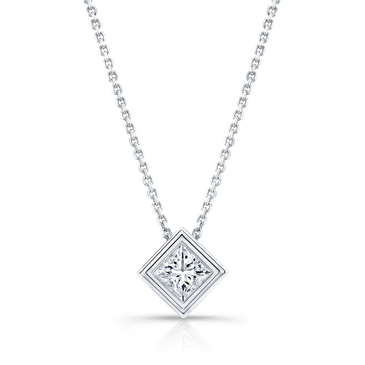 Lab Grown Diamond Princess Solitaire Pendant 2 ct t.w. in White Gold