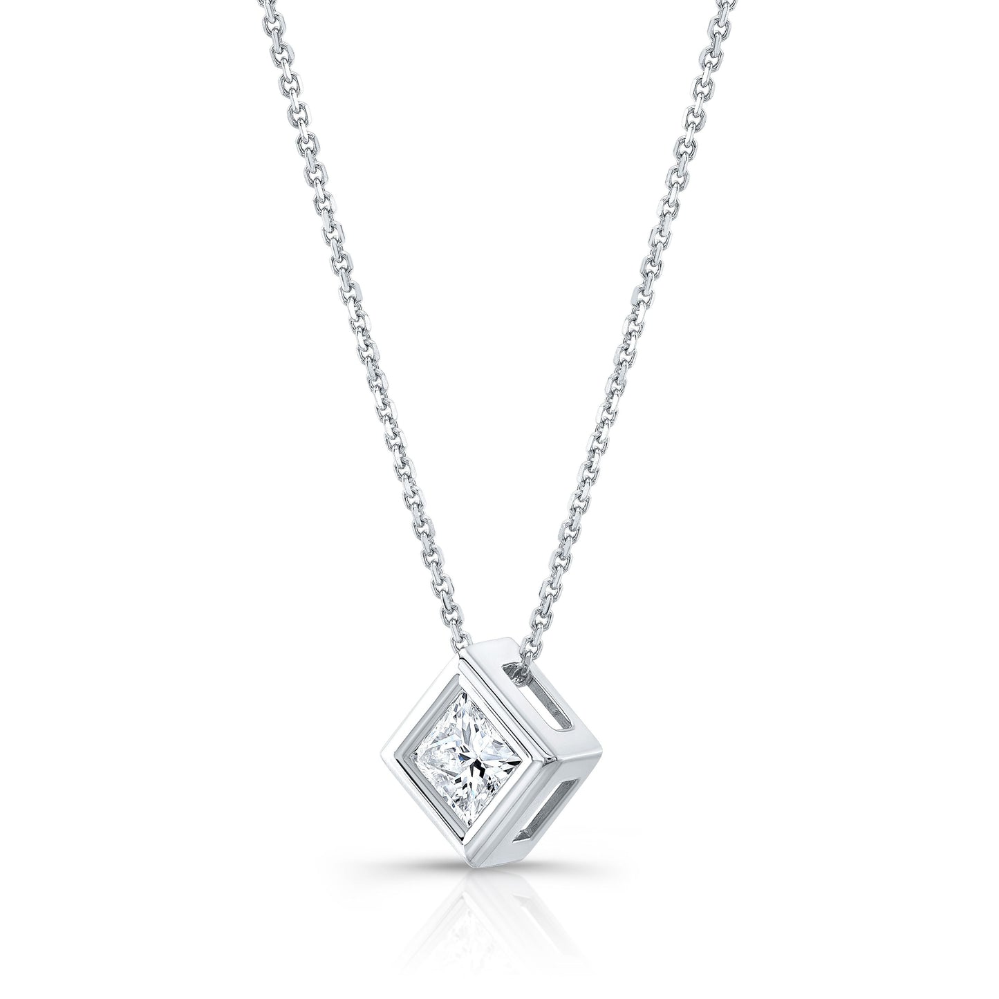 Lab Grown Diamond Princess Solitaire Pendant 2 ct t.w. in White Gold