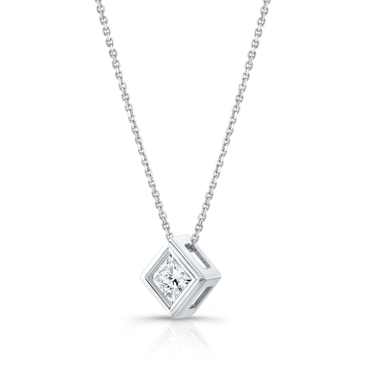 Lab Grown Diamond Princess Solitaire Pendant 2 ct t.w. in White Gold
