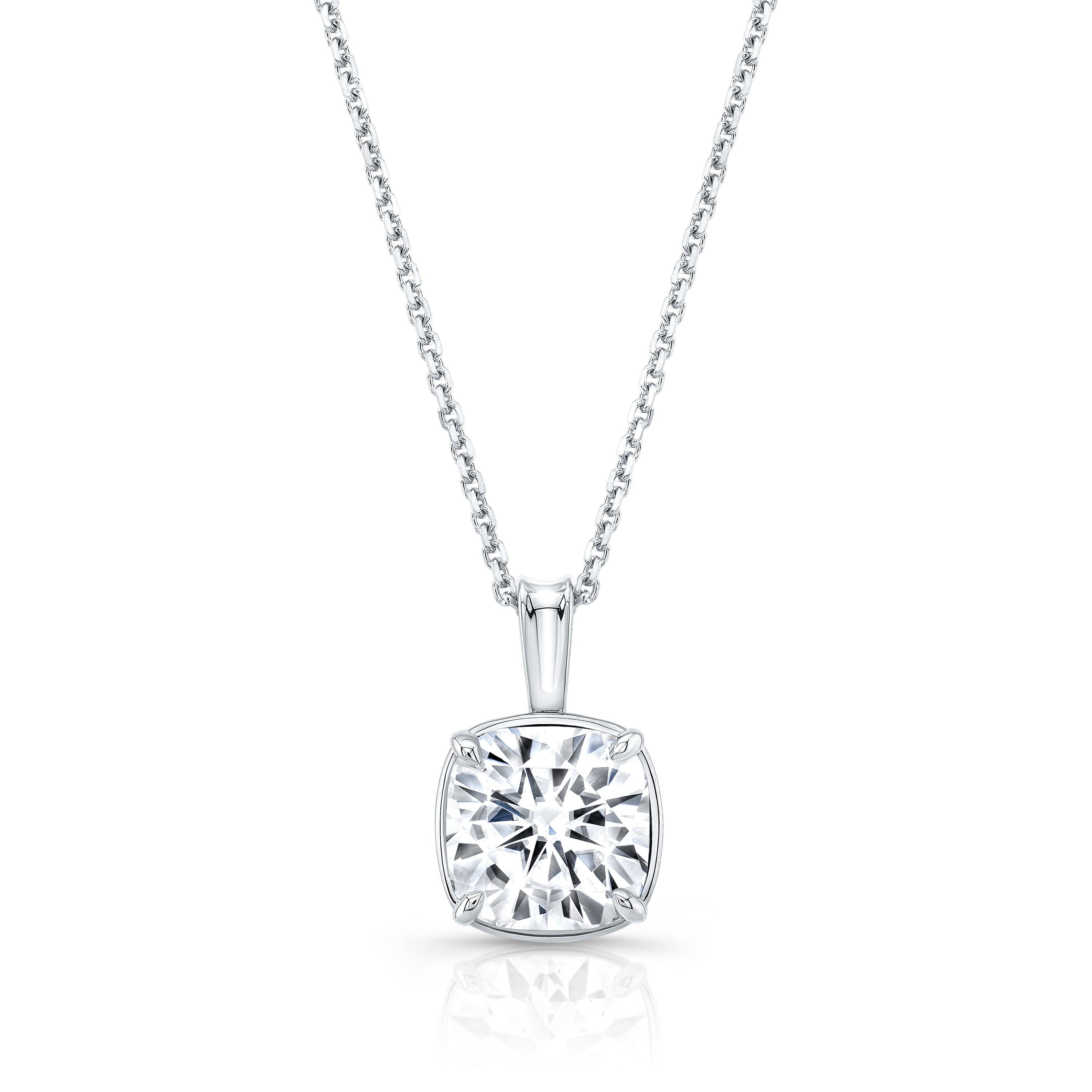 Natural Diamond Cushion Solitaire Pendant in Platinum, 3 ct. t.w.