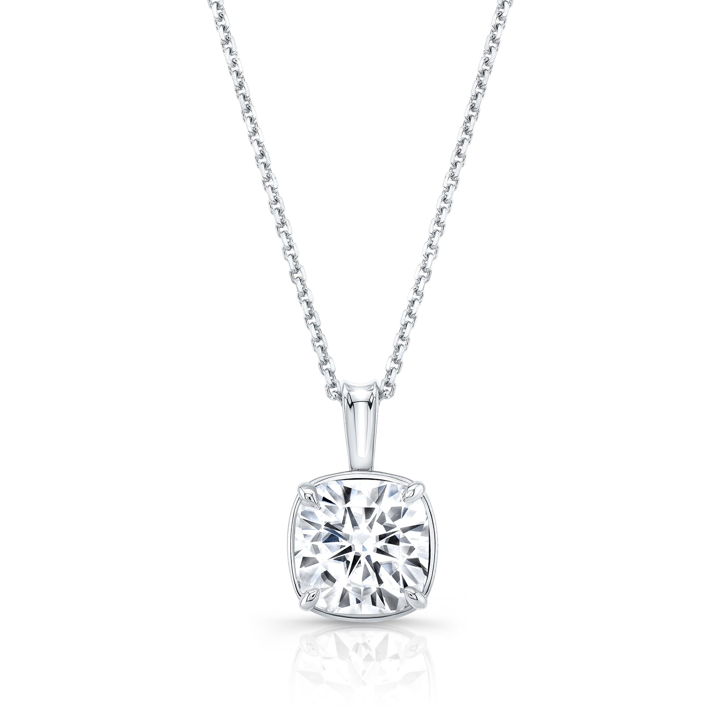 Natural Diamond Cushion Solitaire Pendant in Platinum, 3 ct. t.w.