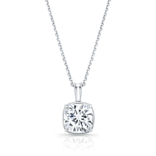 Natural Diamond Cushion Solitaire Pendant in Platinum, 3 ct. t.w.