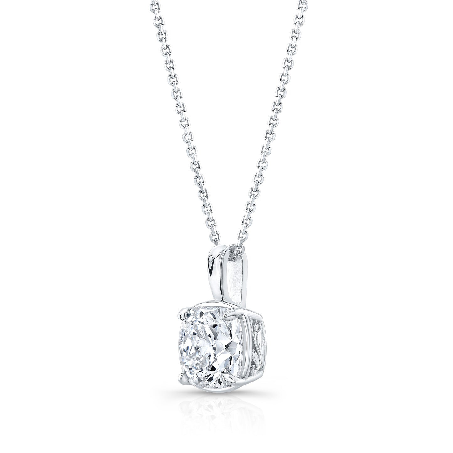 Natural Diamond Cushion Solitaire Pendant in Platinum, 3 ct. t.w.
