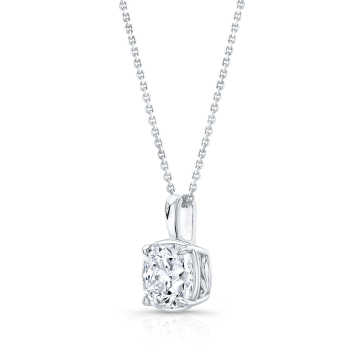 Natural Diamond Cushion Solitaire Pendant in Platinum, 3 ct. t.w.