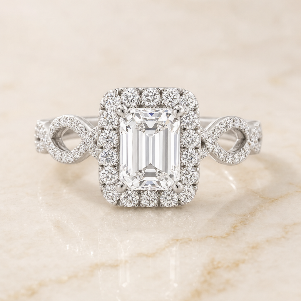 The Annie emerald engagement ring setting in Platinum | RockHer