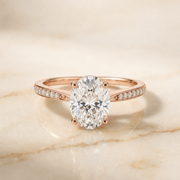The Carrie Pavé Oval Engagement Ring Setting in 14K Rose Gold
