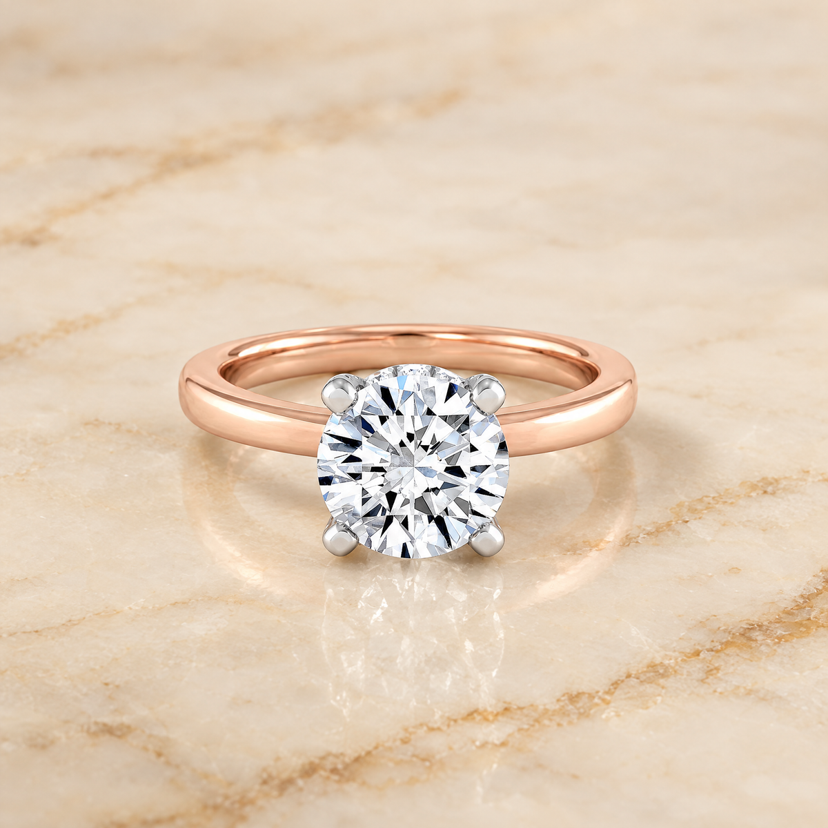 The Annabelle Hidden Pavé Basket Crown Solitaire Round Engagement Ring Setting in 14K Rose Gold