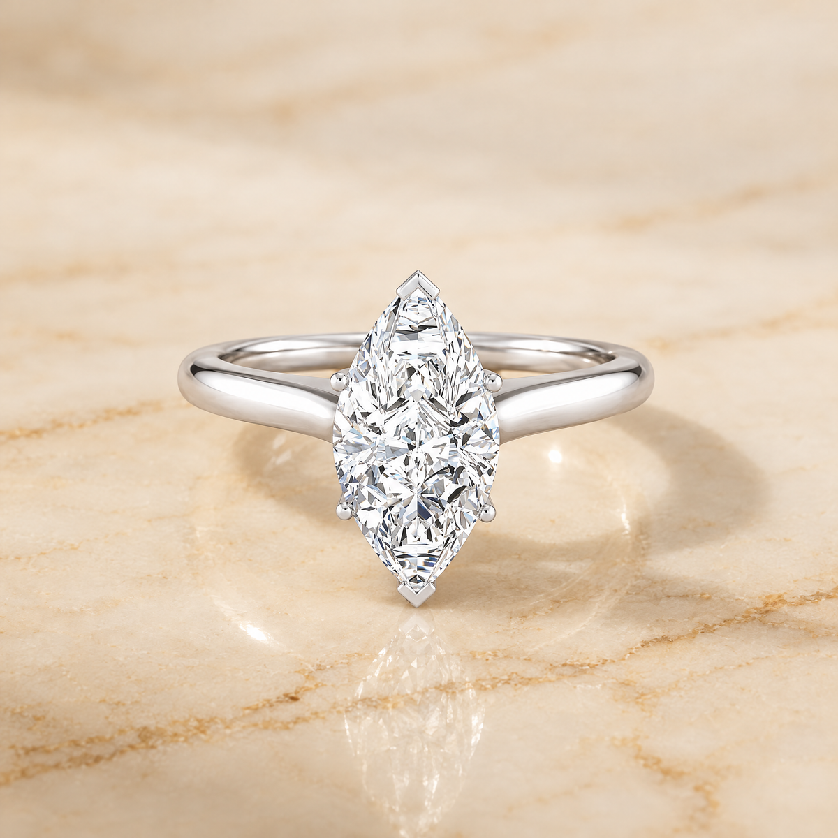 The Rosanna Cathedral Surprise Stone Solitaire Marquise Engagement Ring Setting in Platinum