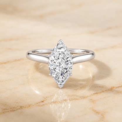 The Rosanna Cathedral Surprise Stone Solitaire Marquise Engagement Ring Setting in Platinum