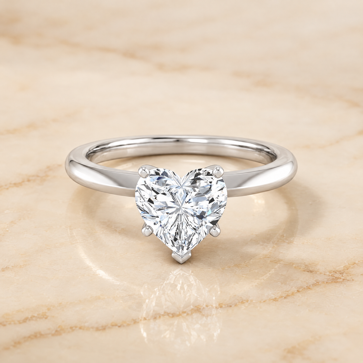 The Isolde Petite Knife Edge Solitaire Heart Engagement Ring Setting in Platinum
