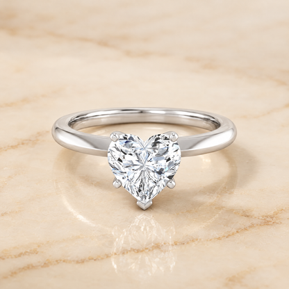 The Isolde Petite Knife Edge Solitaire Heart Engagement Ring Setting in Platinum