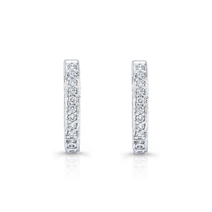Diamond Hinged Back Filigree Hoop Earrings in 14k White Gold 0.19ctw – detail view | RockHer