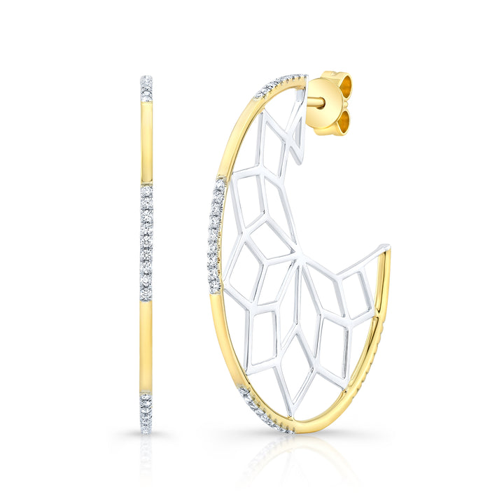 Diamond Snowflake Earrings in 14k Yellow Gold 0.33ctw – side profile | RockHer