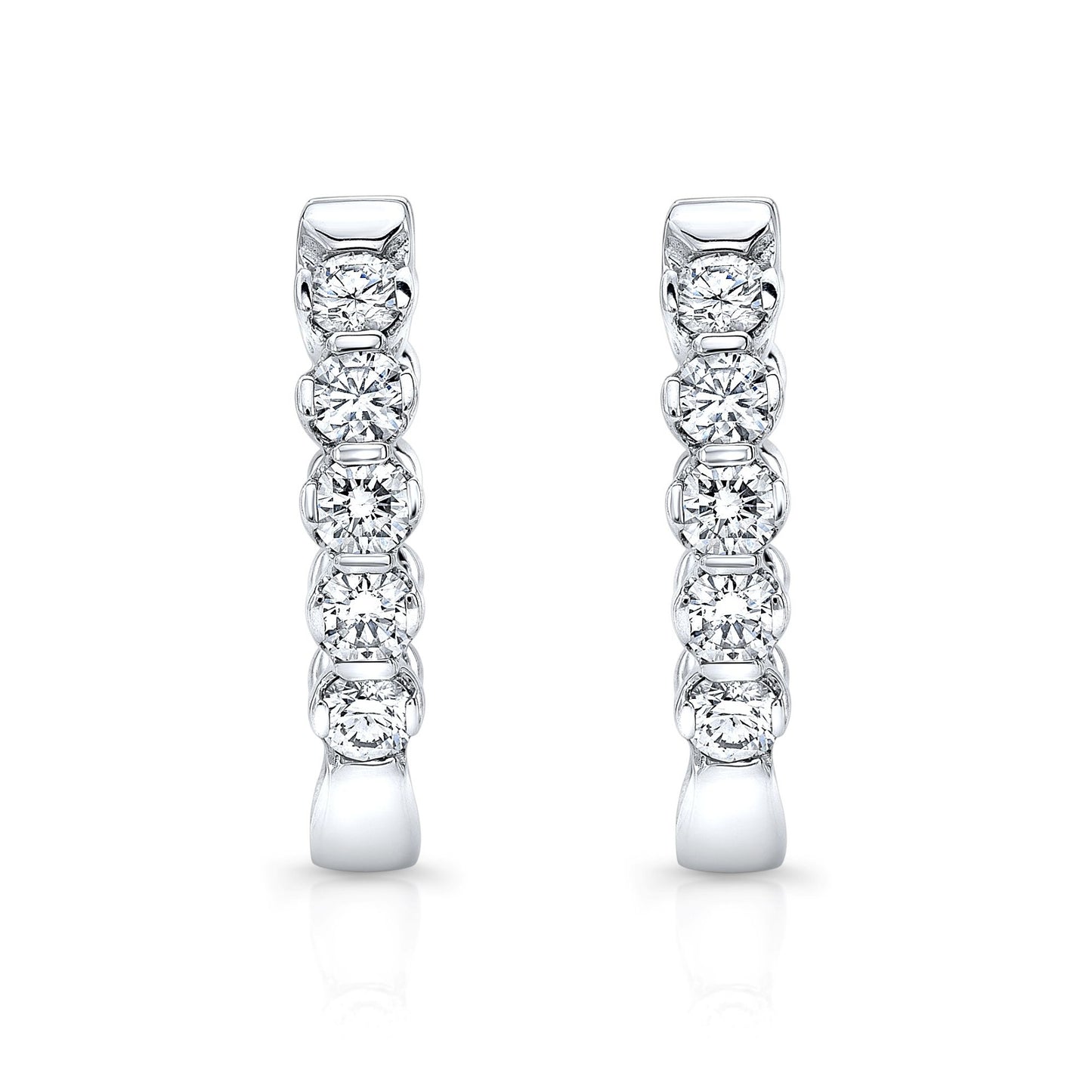 Diamond Hinged Oval Hoop Earrings in 14k White Gold 0.70ctw