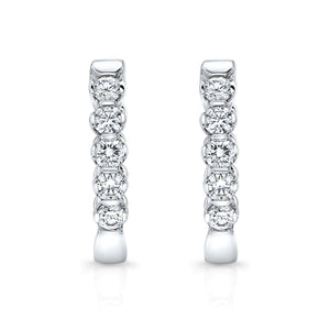 Diamond Hinged Oval Hoop Earrings in 14k White Gold 0.70ctw – front view | RockHer
