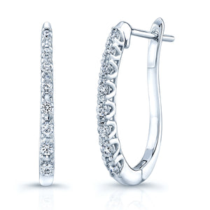 Diamond Hinged Back J Hoop Earrings in 14k White Gold 0.26ctw – side profile | RockHer