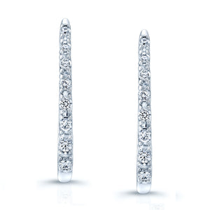 Diamond Hinged Back J Hoop Earrings in 14k White Gold 0.26ctw – detail view | RockHer