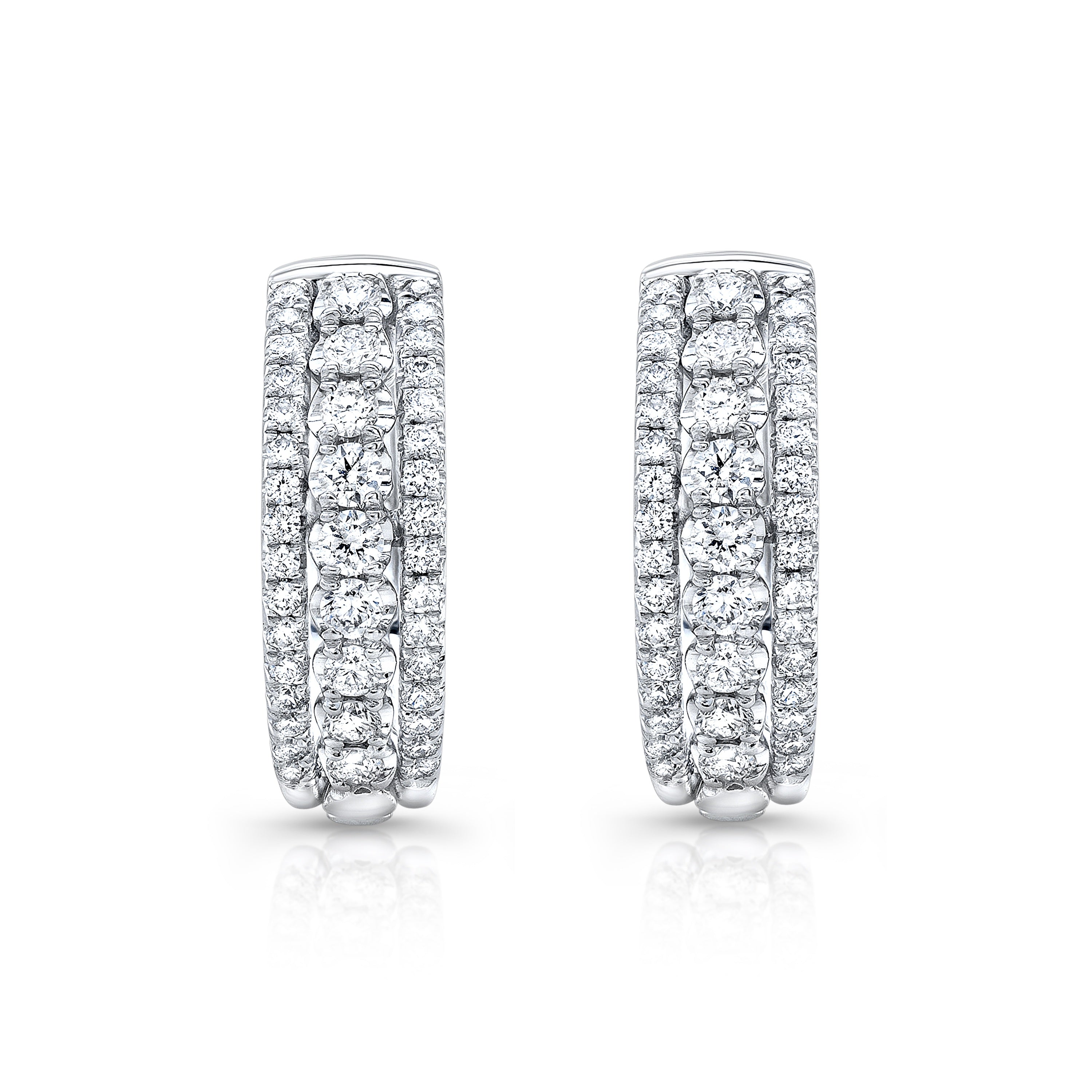 Diamond Hinged Back Huggie Hoop Earrings in 14k White Gold 0.42ctw