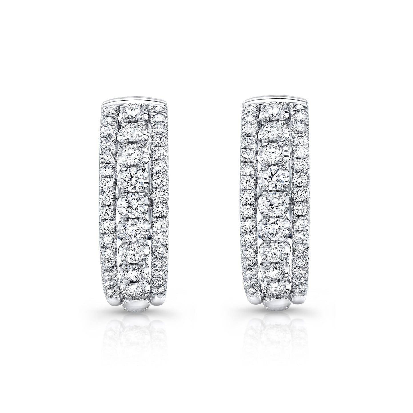 Diamond Hinged Back Huggie Hoop Earrings in 14k White Gold 0.42ctw