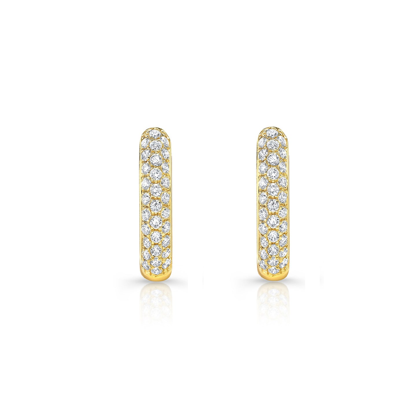 Micro Pave Diamond Huggie Earrings In 14k Yellow Gold 0.30ctw
