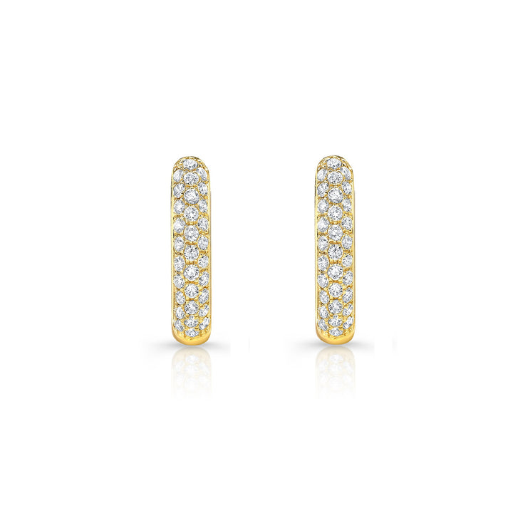 Micro Pave Diamond Huggie Earrings In 14k Yellow Gold 0.30ctw