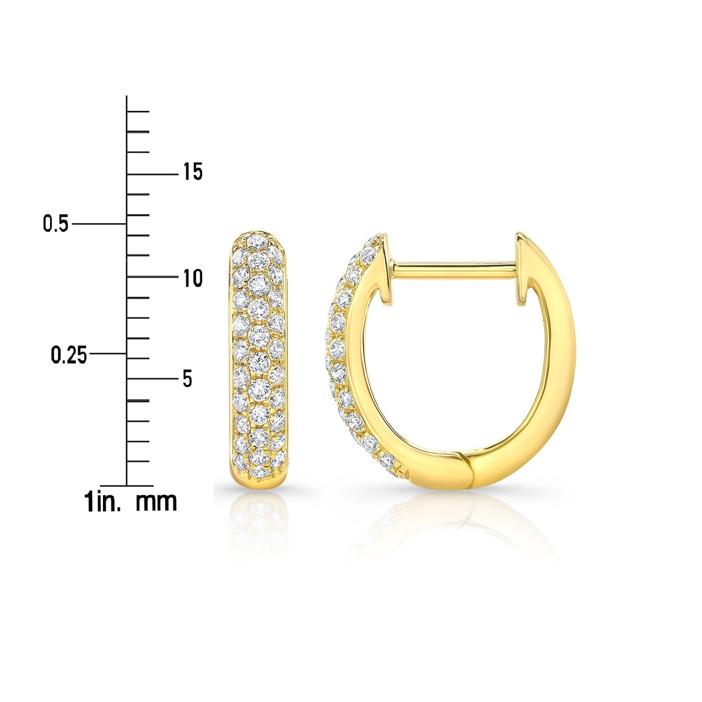 Micro Pave Diamond Huggie Earrings In 14k Yellow Gold 0.30ctw