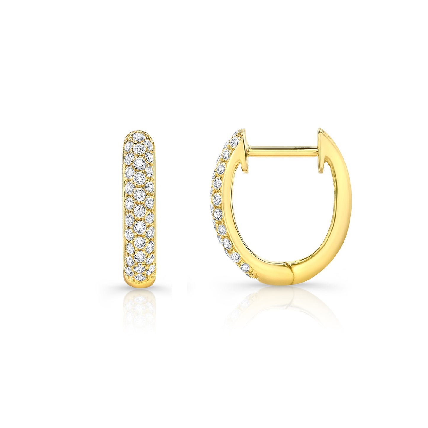 Micro Pave Diamond Huggie Earrings In 14k Yellow Gold 0.30ctw