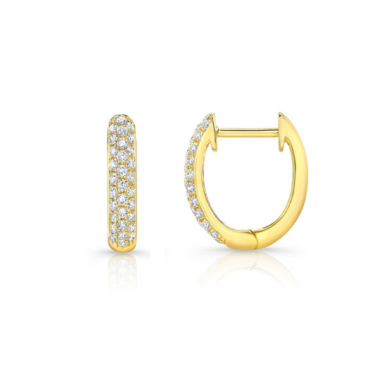 Micro Pave Diamond Huggie Earrings In 14k Yellow Gold 0.30ctw