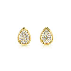 Diamond Teardrop Stud Earrings In 14k Yellow Gold 0.25ctw – front view | RockHer