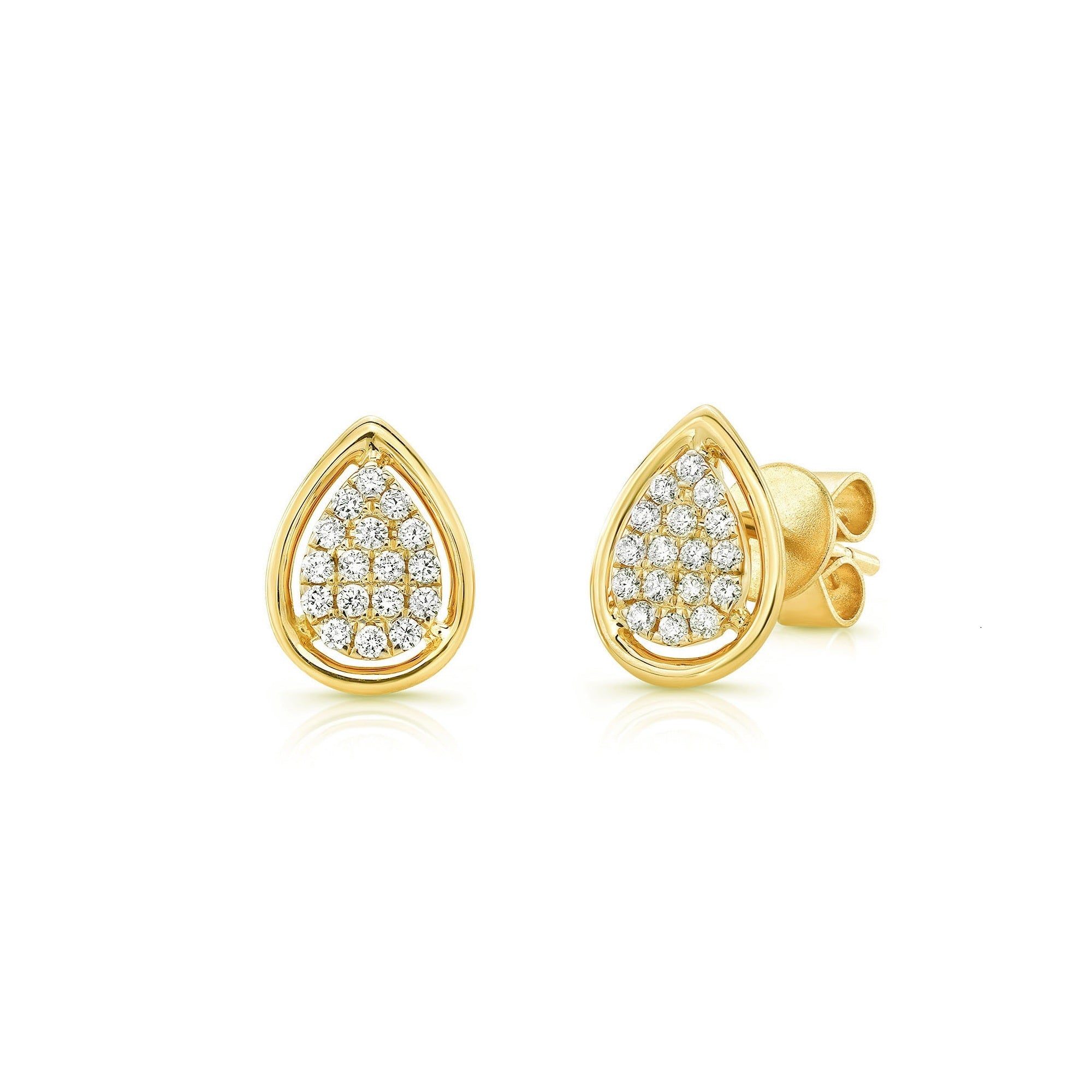 Diamond Teardrop Stud Earrings In 14k Yellow Gold 0.25ctw