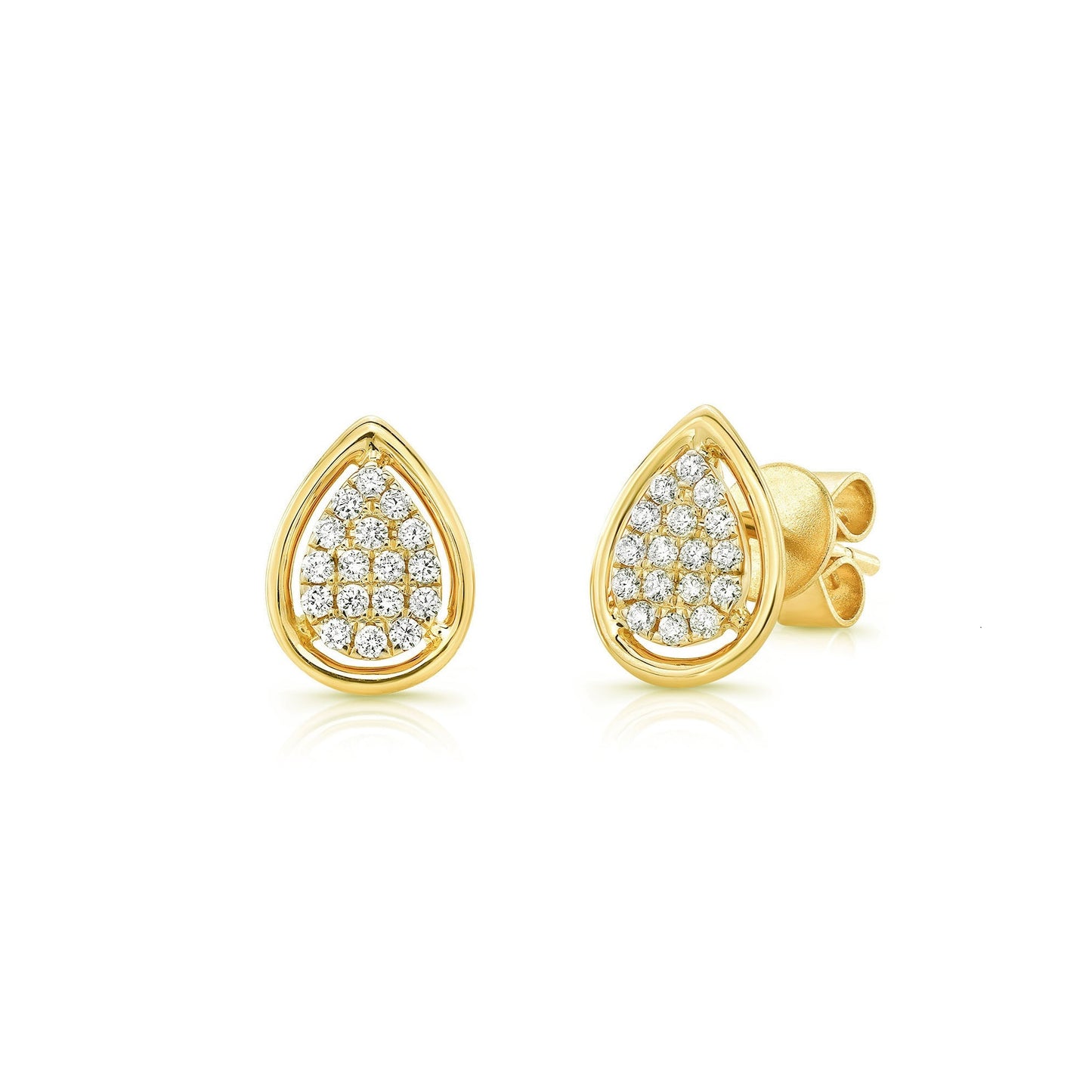Diamond Teardrop Stud Earrings In 14k Yellow Gold 0.25ctw