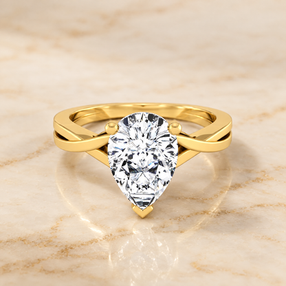 The Priscilla Delicate Twist Cathedral Solitaire Pear Engagement Ring Setting in 18K Yellow Gold